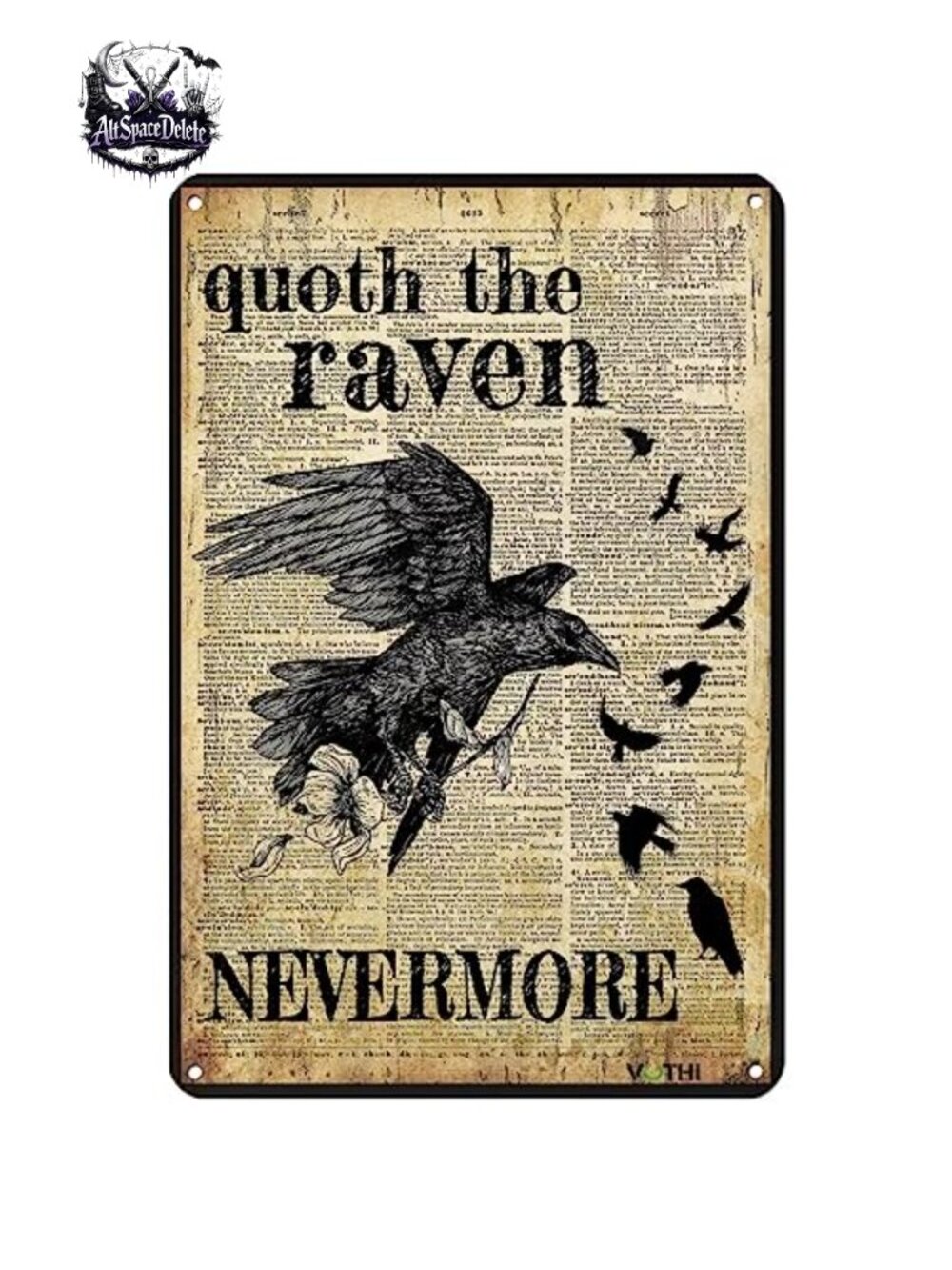 Crow Raven Metal Tin Sign 8x12 Gothic Wiccan Halloween Wall Decor